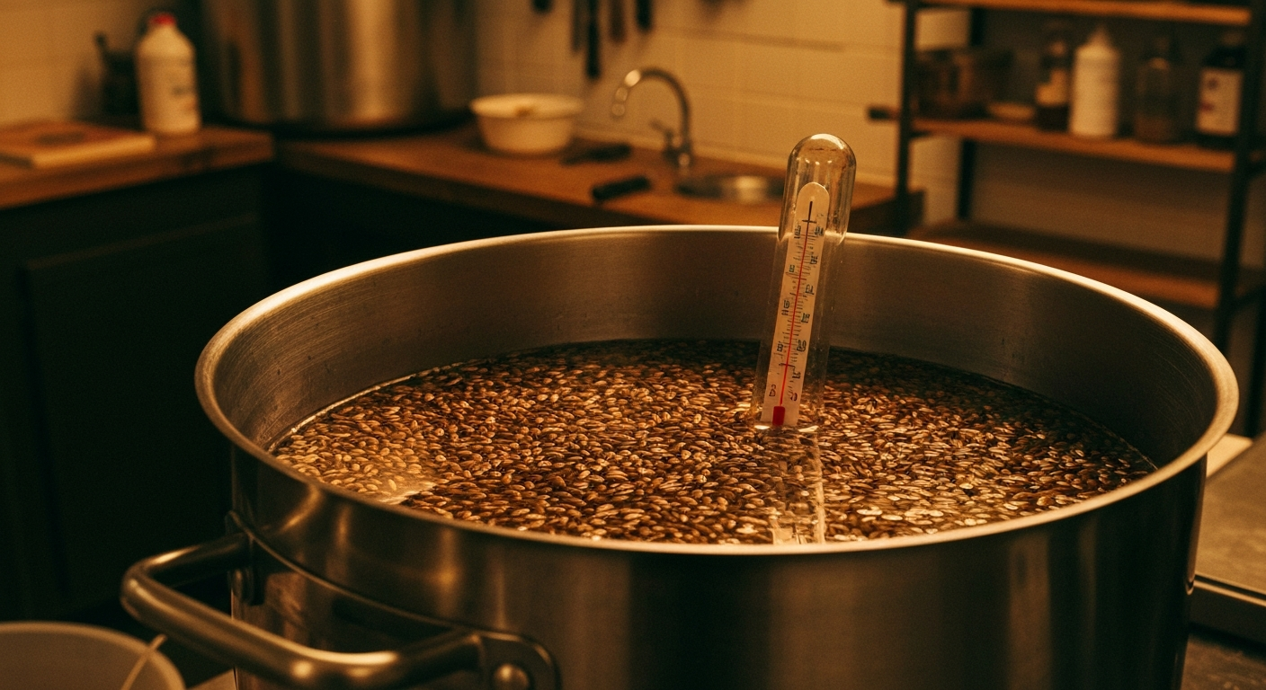 Rye grain soaking in water during hydration test